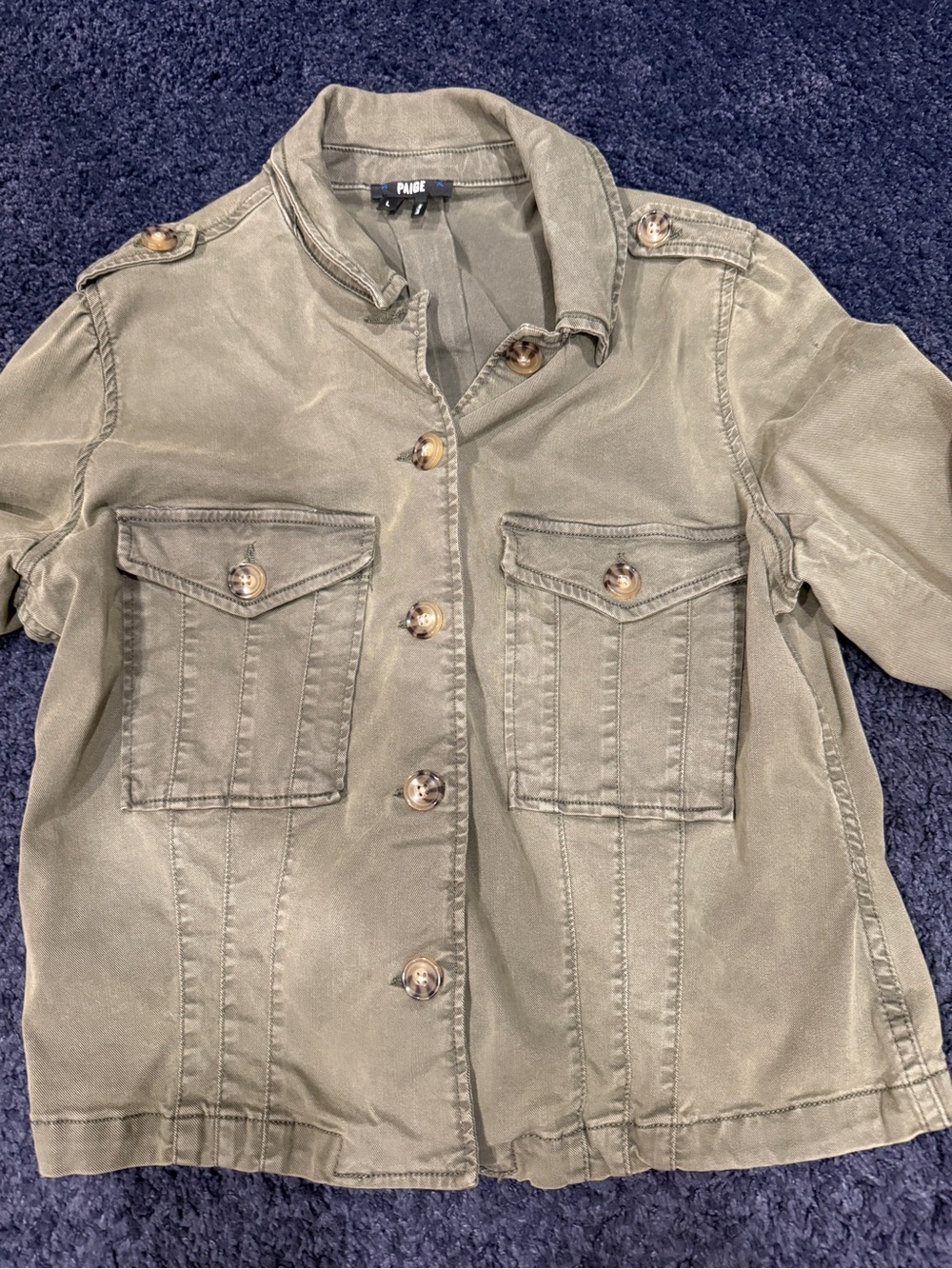 PAIGE Olive Green Utility Button-Front Jacket